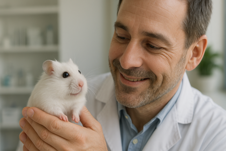 Осмотр хомяка перед прививками Осмотр хомяка перед прививками